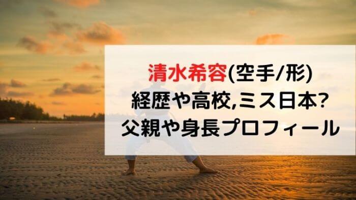 清水希容 空手 形 経歴や高校は ミス日本 父親や身長プロフィール Joh Life Blog